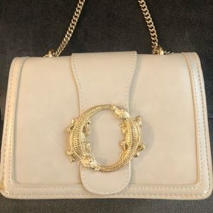 Tan Zara shoulder bag with Gold Alligator closure